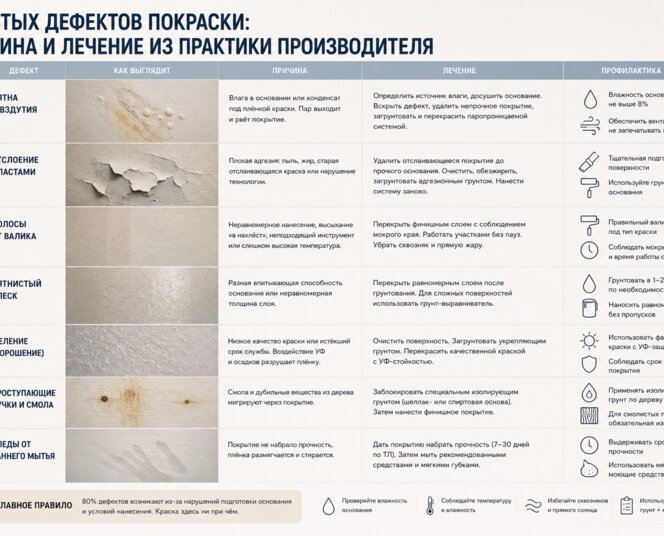 Дефекты покраски стен: причины пятен, полос и отслоений