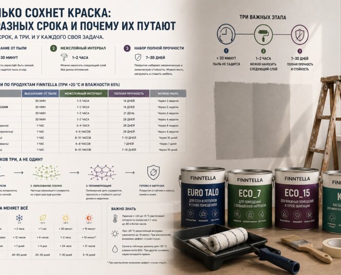 Сколько сохнет краска: три разных срока и почему их путают