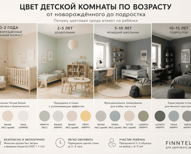 Цвет детской комнаты по возрасту: от новорождённого до подростка