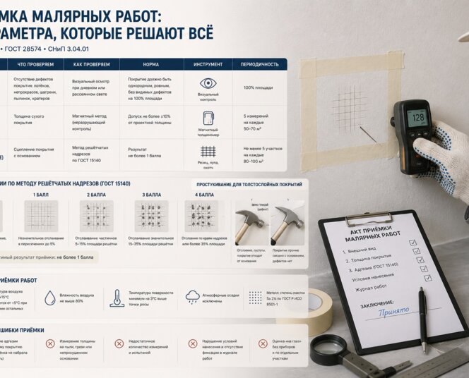 Приёмка малярных работ: контроль по СНиП и ГОСТ в цифрах