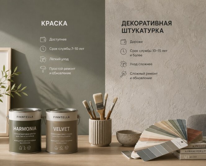 Краска или декоративная штукатурка: что выбрать для стен