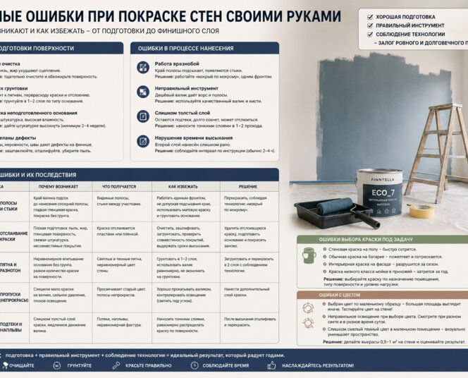 Ошибки при покраске стен: 12 промахов, которые видно на результате