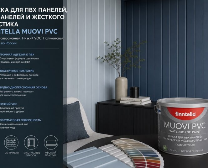 Краска для ПВХ панелей и пластика — FINNTELLA MUOVI PVC