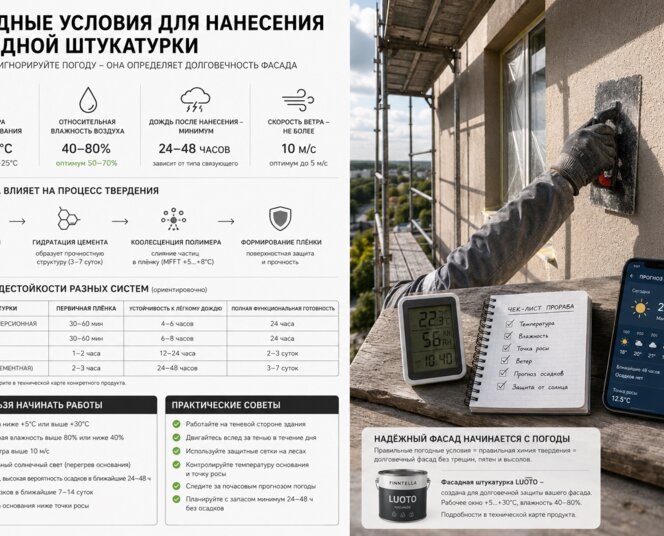 Когда штукатурить фасад: погодные условия для нанесения