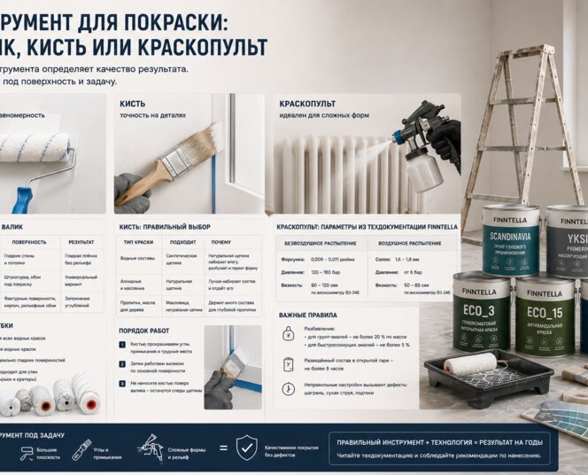 Инструмент для покраски: валик, кисть или краскопульт