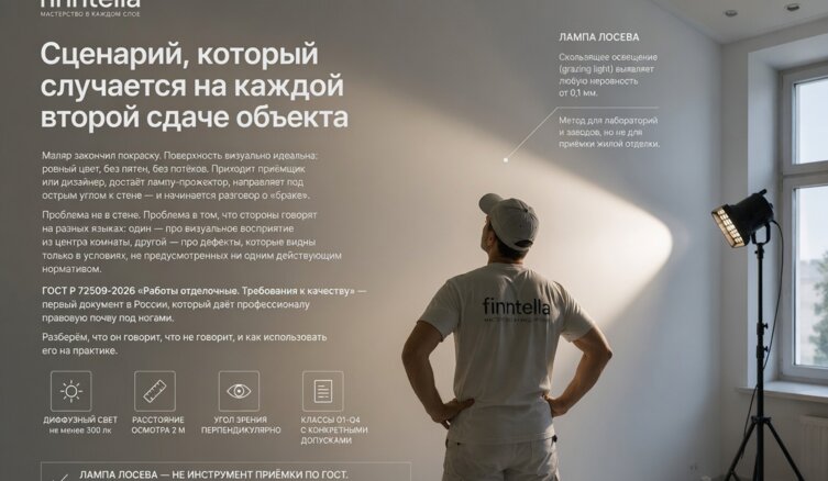 Стены под лампу Лосева: ГОСТ Р 72509-2026 и реальные нормы приёмки