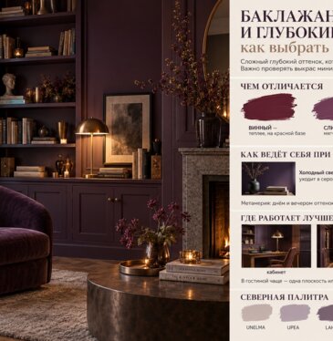 Баклажановый и глубокие фиолетовые в интерьере: как выбрать