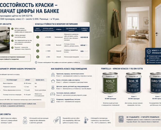 Износостойкость краски: что значат классы мойки на банке