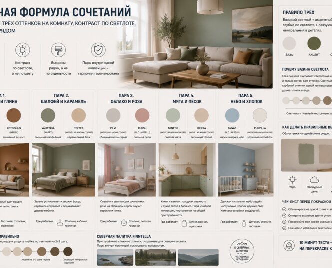 Сочетания цветов в интерьере: пять пар северной палитры