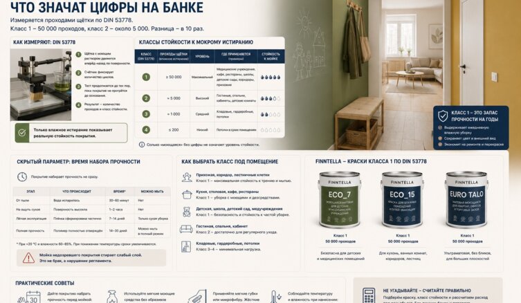 Износостойкость краски: что значат классы мойки на банке