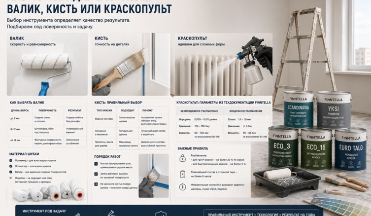 Инструмент для покраски: валик, кисть или краскопульт