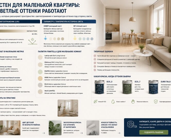 Цвет стен для маленькой квартиры: как светлые оттенки работают
