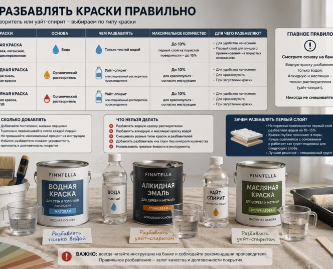 Чем разбавить краску: вода или растворитель и сколько добавлять
