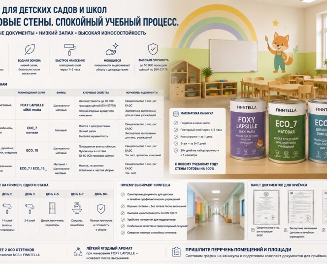 Краска для детского сада и школы: сертификаты и ремонт в каникулы