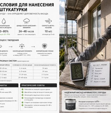 Когда штукатурить фасад: погодные условия для нанесения